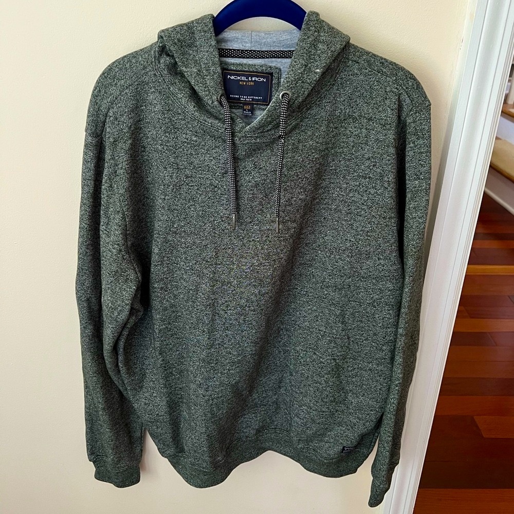 Men’s Green and Gray Pebbled Nickel and Iron New York Hooded Sweatshirt